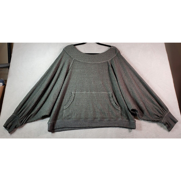 We The Free Sweater Womens Medium Olive Long Sleeve Round Neck Pockets Pullover - Picture 1 of 10